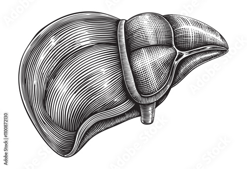 human liver sketch engraving drawing hand drawn vector illustration