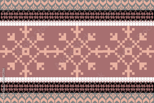 Art Abstract with Pixel Art Designs. Traditional Cross Stitch needlework. Geometric Ethnic Pattern, Embroidery, Textile Ornamental, Fabric, Hand Stitch Pattern, Cultural Stitching Pixel Art