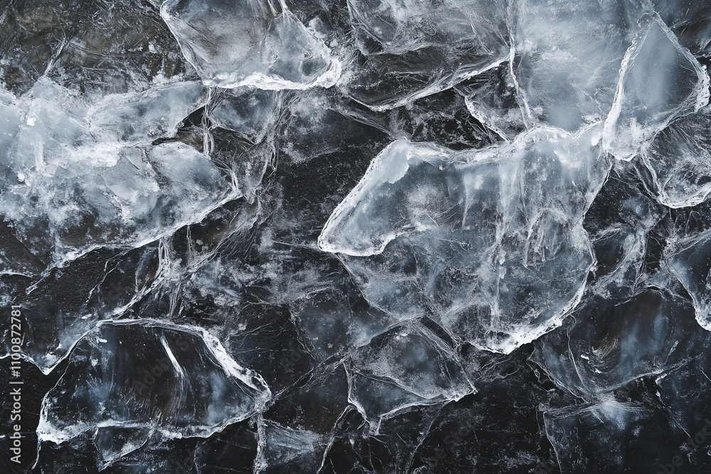Obraz premium Aerial View of Frozen Winter Water Surface