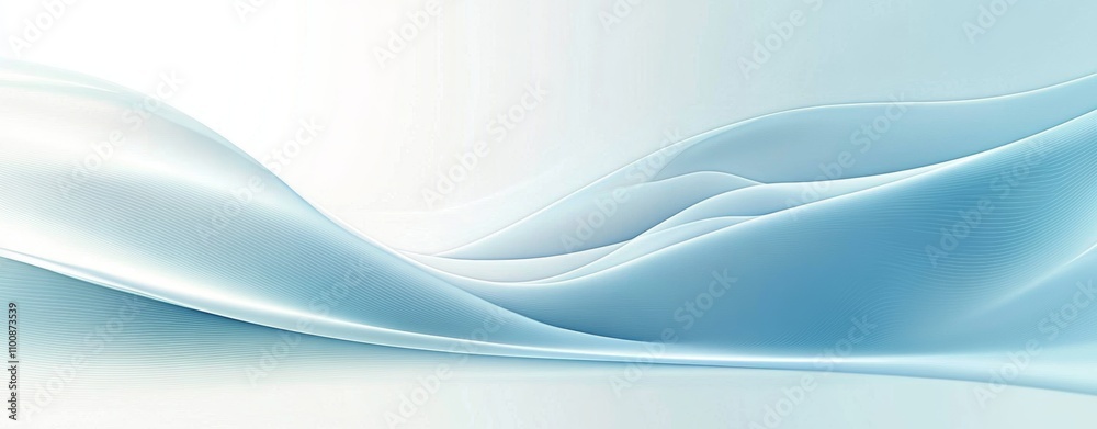 Obraz premium Minimalist Abstract Digital Artwork Smooth Blue White Curves