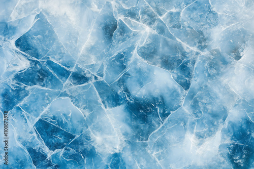 Aerial View of Frozen Winter Water Surface