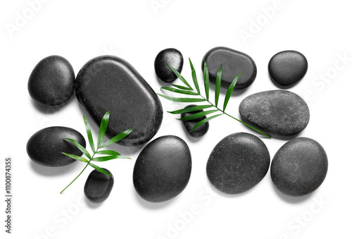 Zen spa stones and green pa...