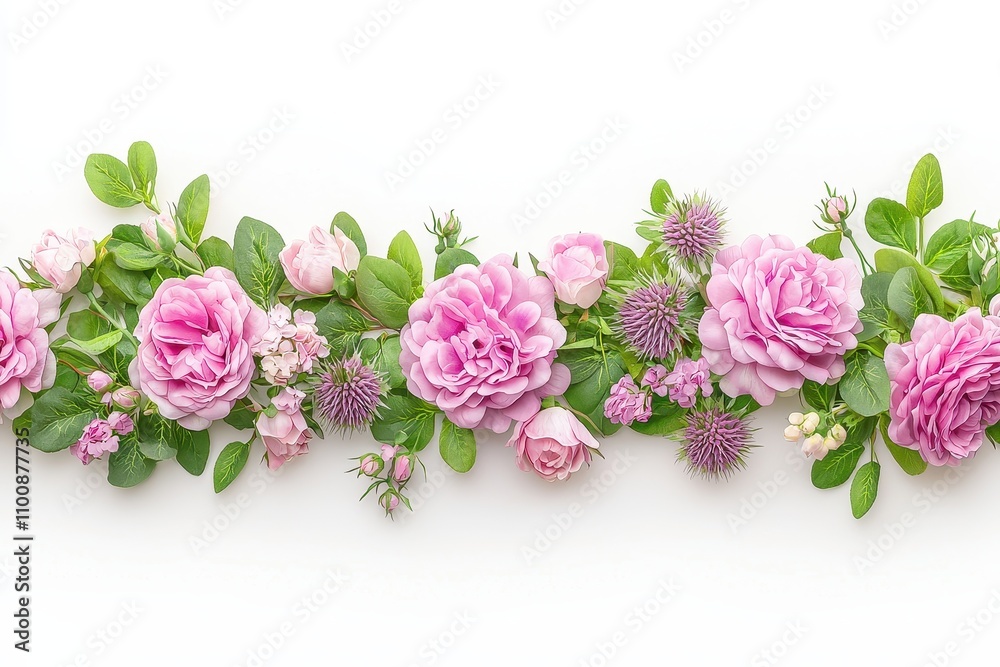 Fototapeta premium Rustic Wild Roses and Thistles Bouquet Arrangement
