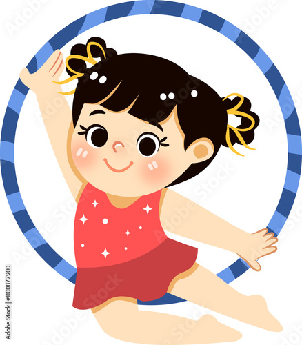 Kids Doing Hulla Hoop Gymnastic Illustration photo