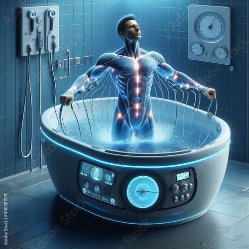 Bioelectric Stimulation Therapy Tub A bathtub that delivers mild photo