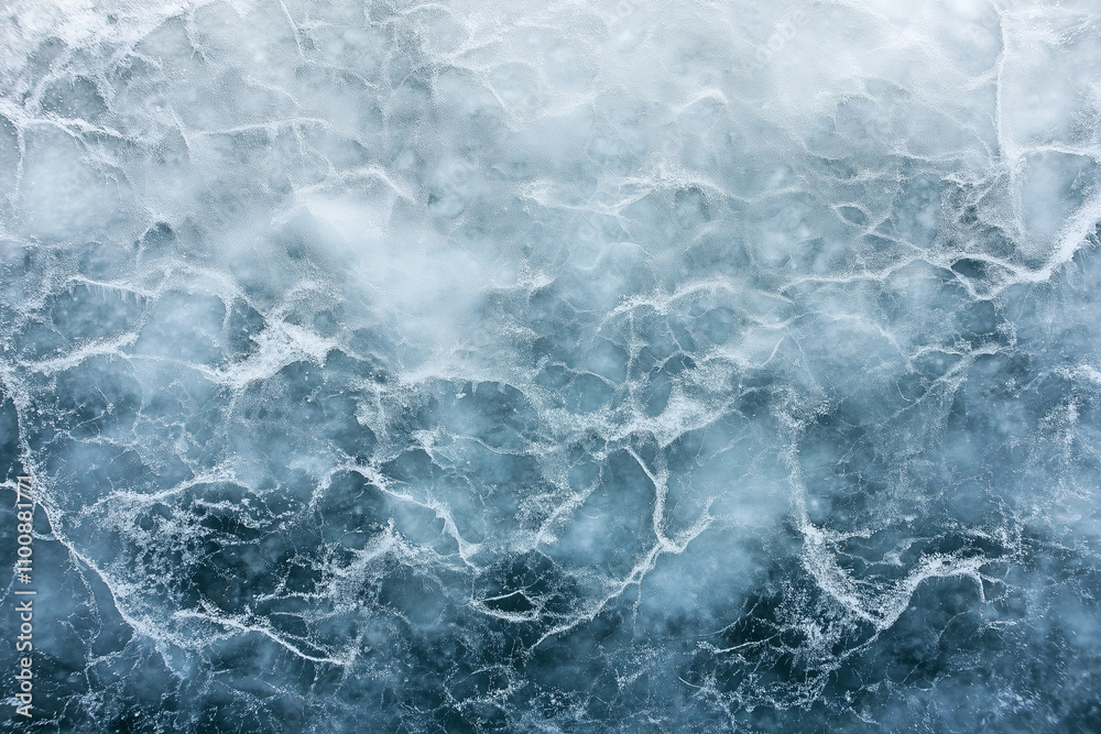 Aerial View of Frozen Winter Water Surface Aerial View of Frozen Winter Water Surface