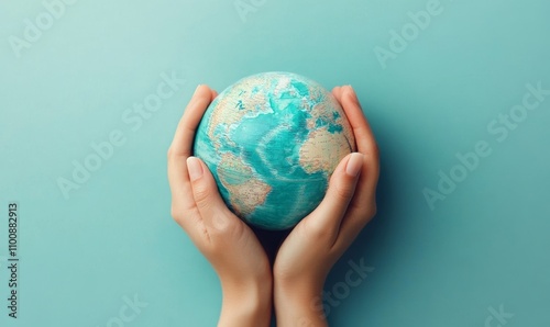 Hands Cradling a Globe Representing Earth and Environment Care