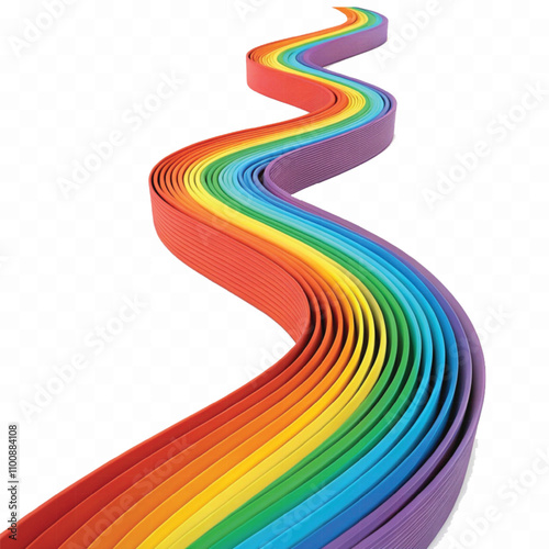 abstract 3d rainbow  paint splashes in curve style isolated on white background