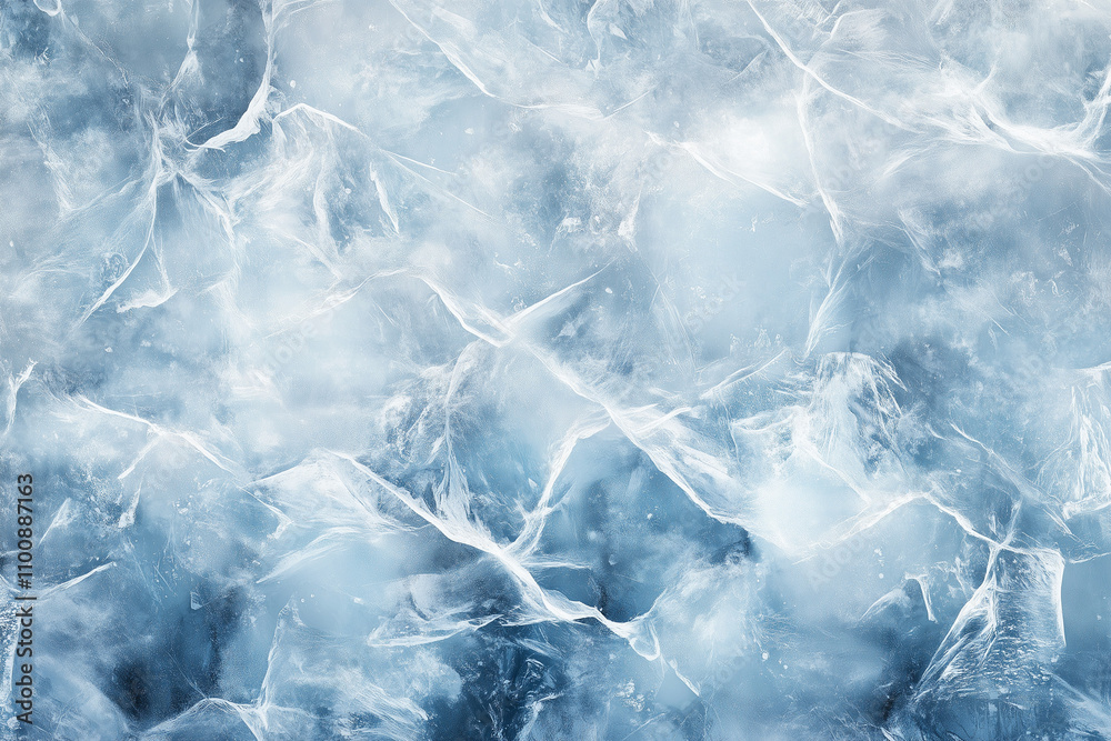 Aerial View of Frozen Winter Water Surface