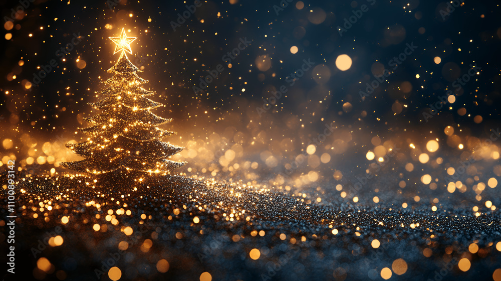 Obraz premium golden christmas tree and lights