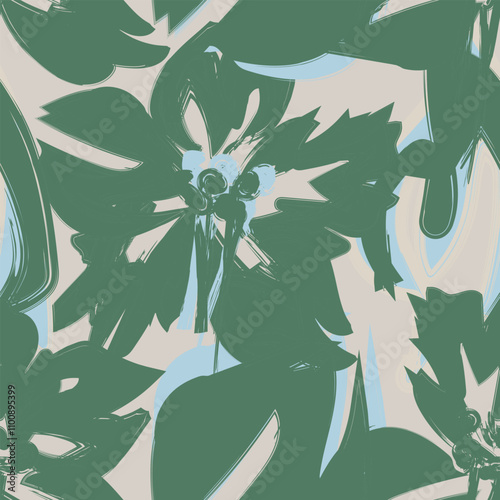 Green Abstract Floral Seamless Pattern Design