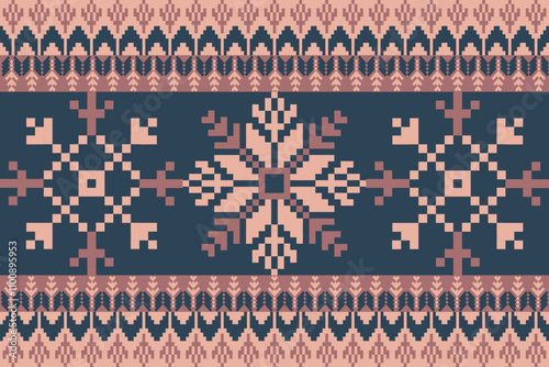 Art Abstract with Pixel Art Designs. Traditional Cross Stitch needlework. Geometric Ethnic Pattern, Embroidery, Textile Ornamental, Fabric, Hand Stitch Pattern, Cultural Stitching Pixel Art