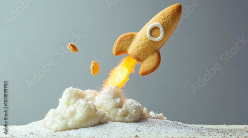 Gingerbread Rocket Launching into Whipped Cream - Sweet Space Adventure