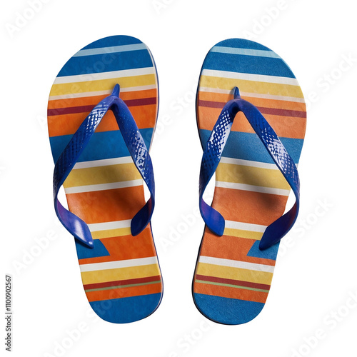 Colored flip-flops on transparent background PNG Generative AI