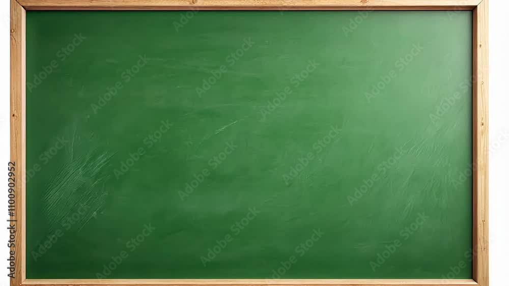 A blank green chalkboard framed in wood, classrooms and presentations ...