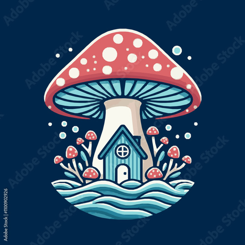 Sea mushroom house svg, mushroom house svg, mushroom house svg file, Flower mushroom svg, mushroom house v6