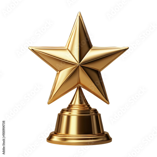 Gold star trophy on transparent background PNG Generative AI