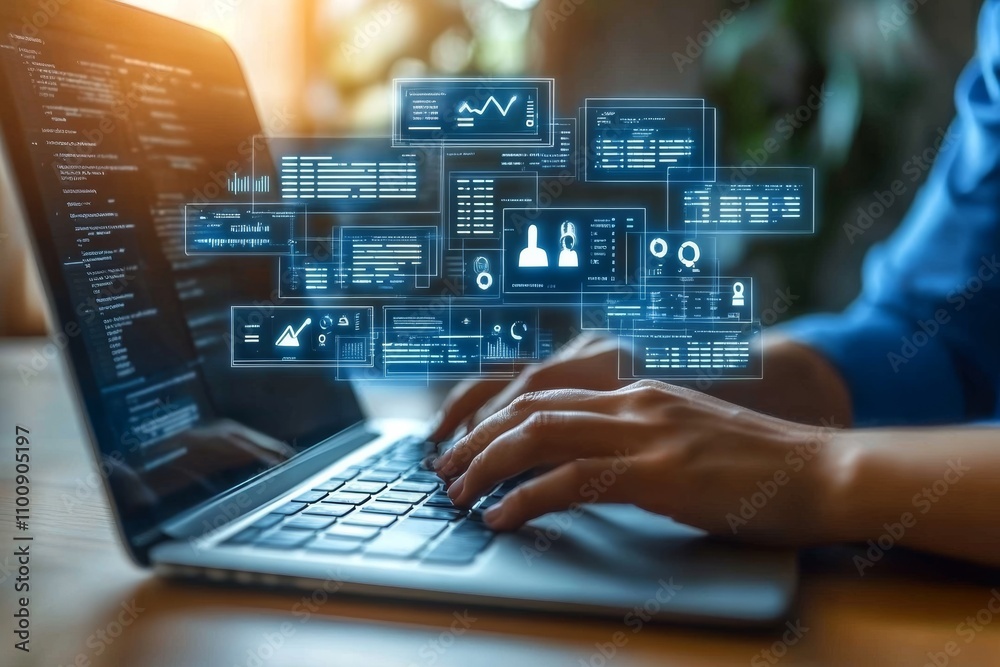 Fototapeta premium Data Analysis and Employee Evaluation in Human Resources Using Digital Tools and Online Surveys