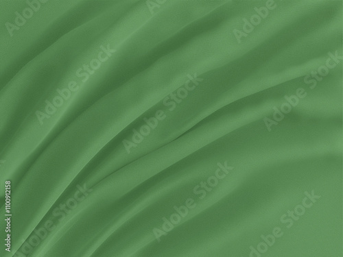 Green wavy fabric background. Cloth background