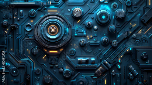 Blue biomechanical background wallpaper. Biomechanical. Illustration photo