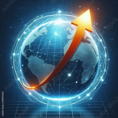 Arrow Rising Over Earth Representing Progress and Innovation