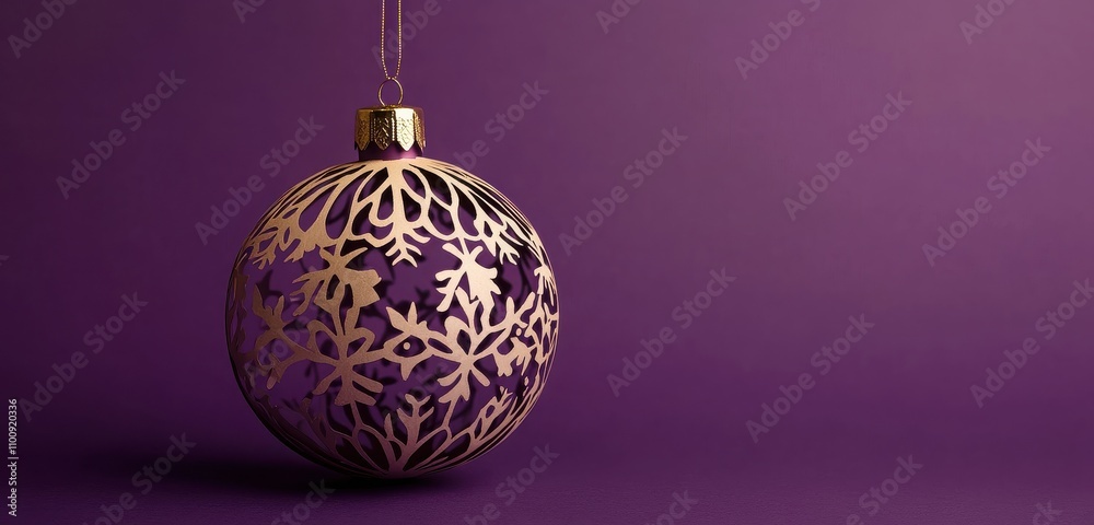 A striking product photography shot with a minimalist purple background, featuring one paper cut-out Christmas ornament on a flat surface. A striking product photography shot with a minimalist purple background, featuring one paper cut-out Christmas ornament on a flat surface.