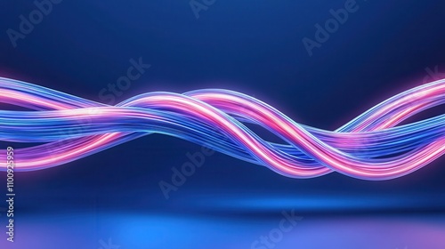 Abstract Waves of Colorful Light Flowing Elegantly Against a Smooth Blue Background, Creating a Dreamlike and Futuristic Atmosphere for Visual Inspiration