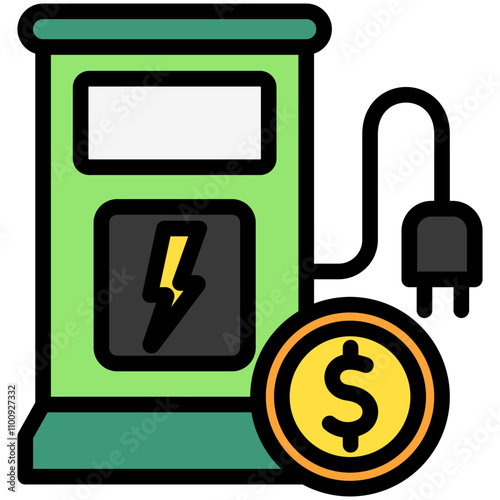 Alternative Fuel colored outline icon. use for modern concept, print, UI, UX kit, web and app development. Vector EPS 10, related to business, green industry, eco friendly and economy .