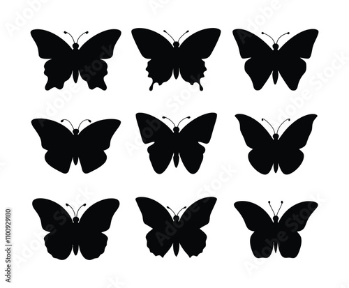 Timeless Butterfly Silhouettes EPS Vector Illustration Set