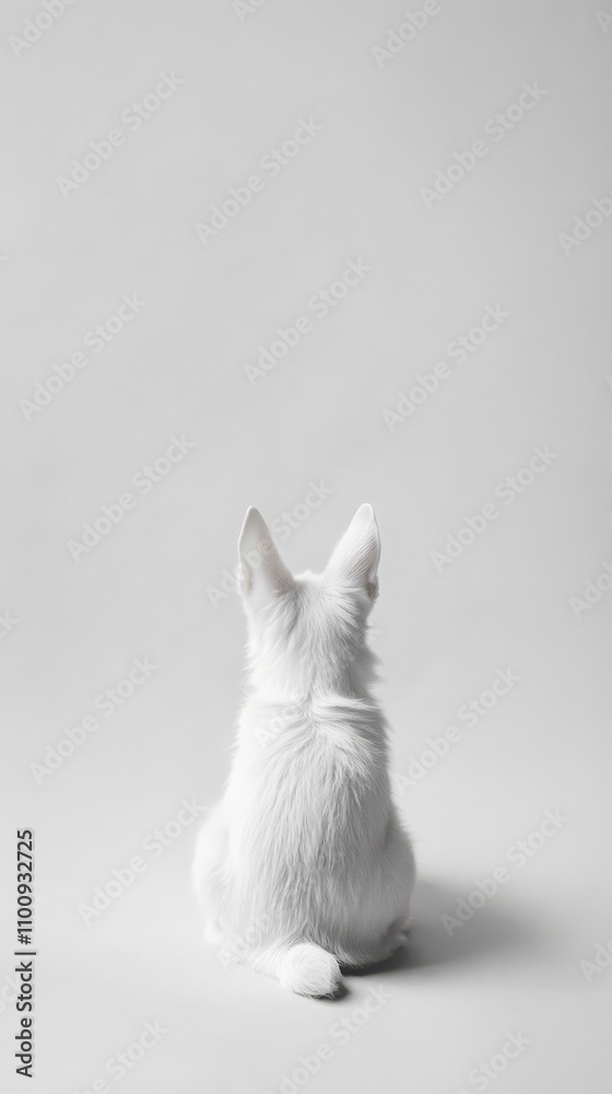 Obraz premium White Puppy, Back View