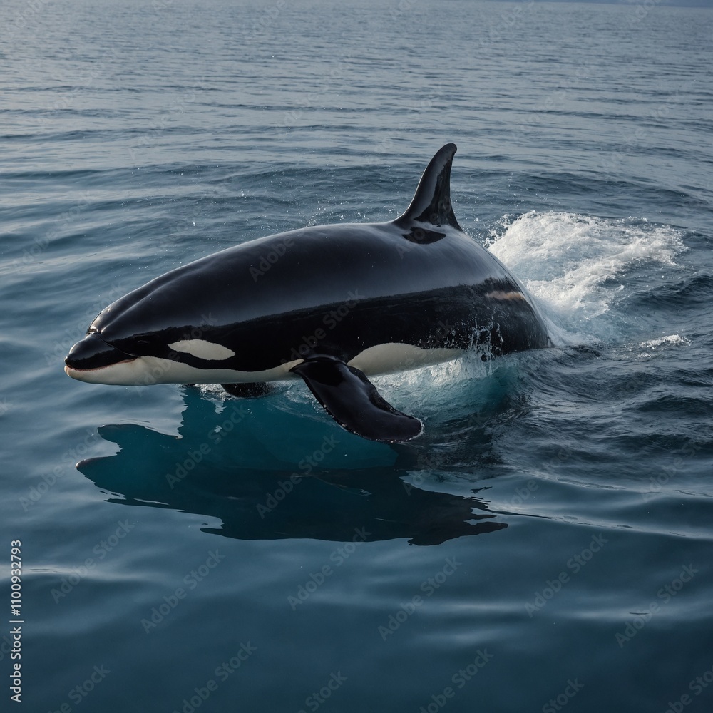 Fototapeta premium A majestic orca gliding gracefully through Arctic waters.