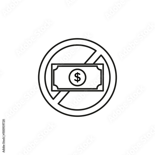 No money icon Symbol mark in Outline style