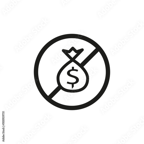 No money icon Symbol mark in Outline style