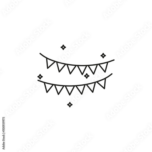 Party flag icon Symbol mark in Outline style
