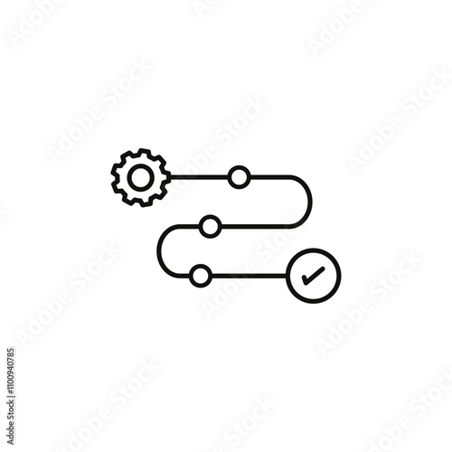 Sequential process icon Symbol mark in Outline style