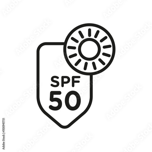 UV SPF 50 protect icon Symbol mark in Outline style