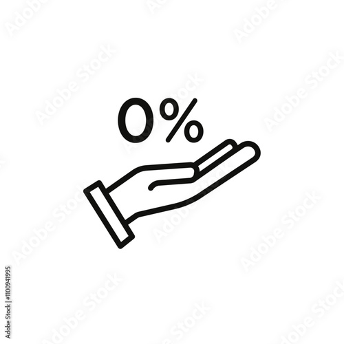 Zero percent icon Symbol mark in Outline style