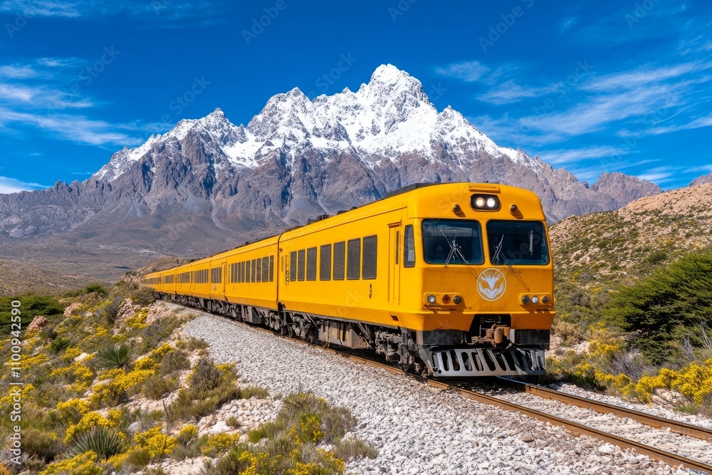 Obraz premium A train crossing a national border, with stunning landscapes visible through the windows