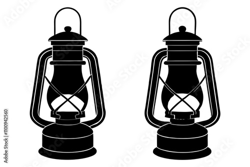 kerosene lamp vector silhouette.