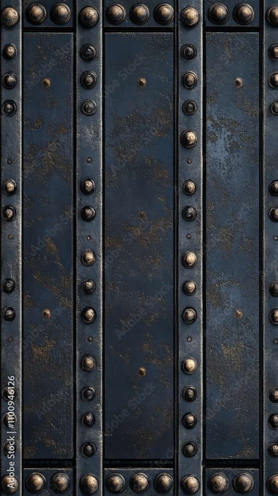 Fototapeta premium Dark Metal Texture: Rivets and Steel Plates 