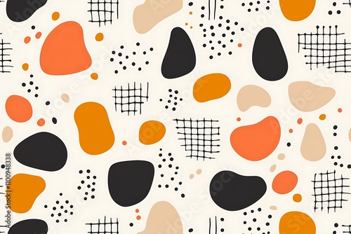 Bold lines and layered patterns define this abstract
