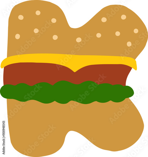 Burger Letter Alphabet Vector Element K