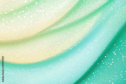 Abstract waves emerald green gradient background with glitter. Color gradient ombre blur. Festive christmas new year birthday.