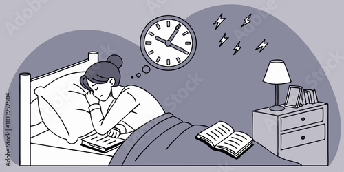 dramatic portrait in the dark of attractive depressed and worried woman on bed suffering depression crisis and anxiety feeling lost lying sleepless in insomnia and life problem concept