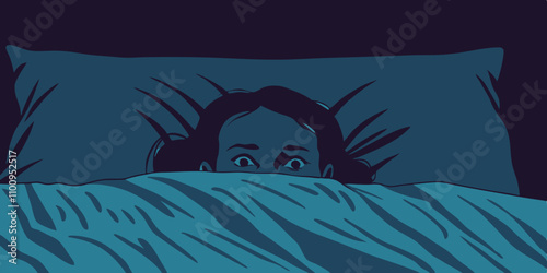 dramatic portrait in the dark of attractive depressed and worried woman on bed suffering depression crisis and anxiety feeling lost lying sleepless in insomnia and life problem concept