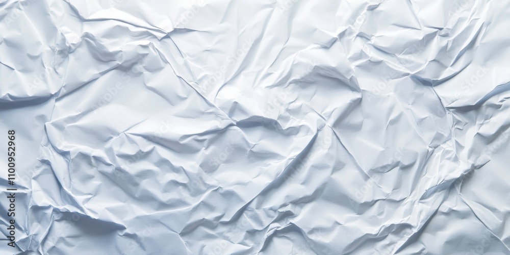 Fototapeta premium Crumpled White Paper Texture Wrinkled Creased Background