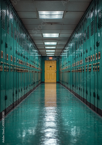 editorial photo the hallway at the school with school lockers 