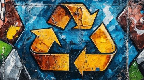 Vibrant Street Art Mural Promoting Recycling Awareness photo