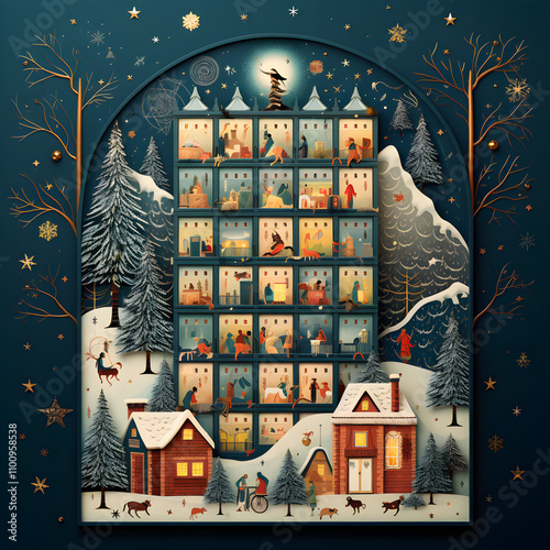 Festive Advent Calendar with Beautiful Holiday Scenes






