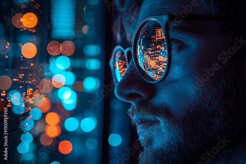Dark Web Art: Electric Blue Circle Graphics